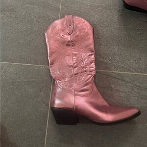 Madden Girl Pink Metallic Redford Western Boots